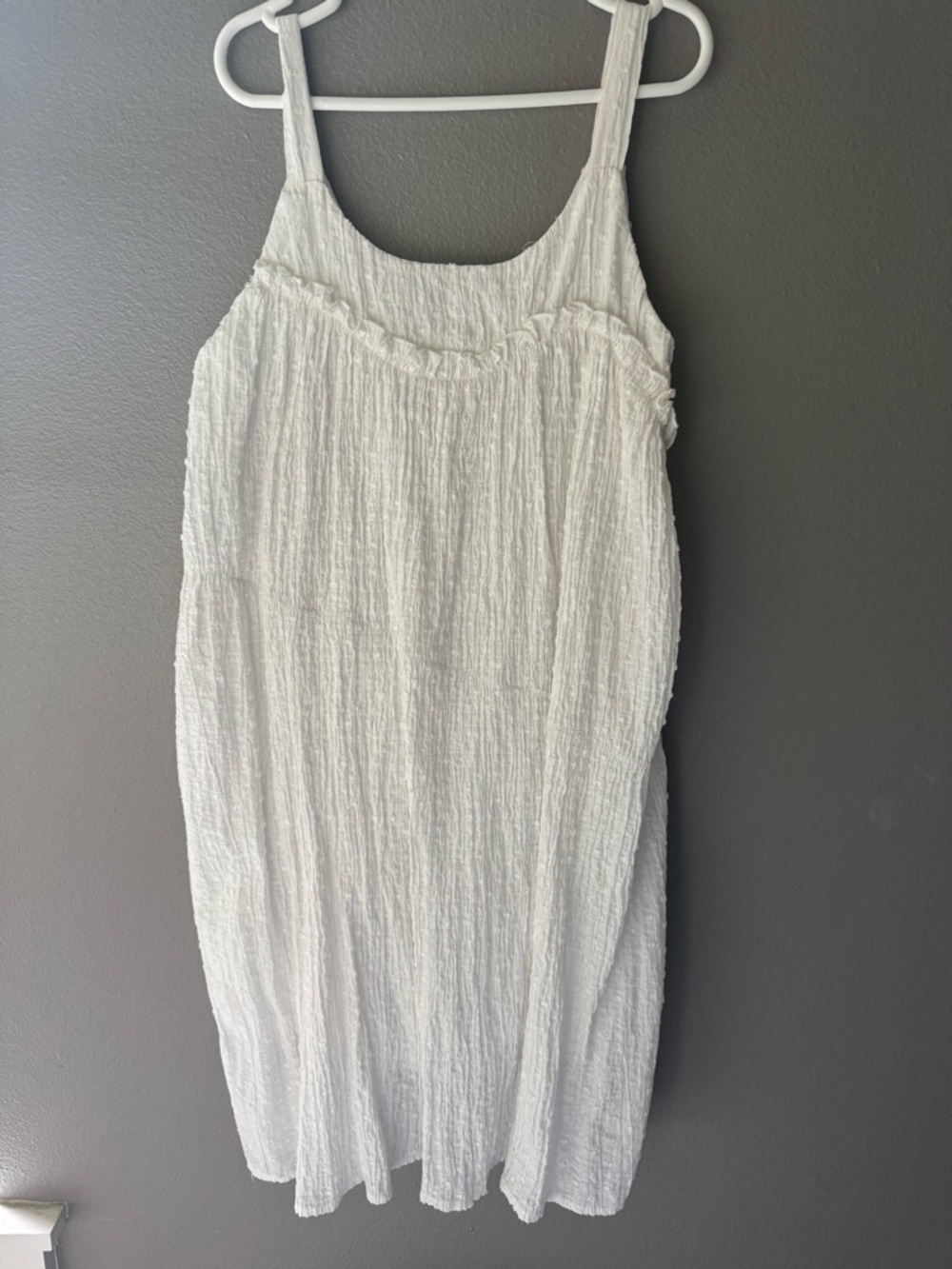 Zara White Textured Sleeveless Summer Dress